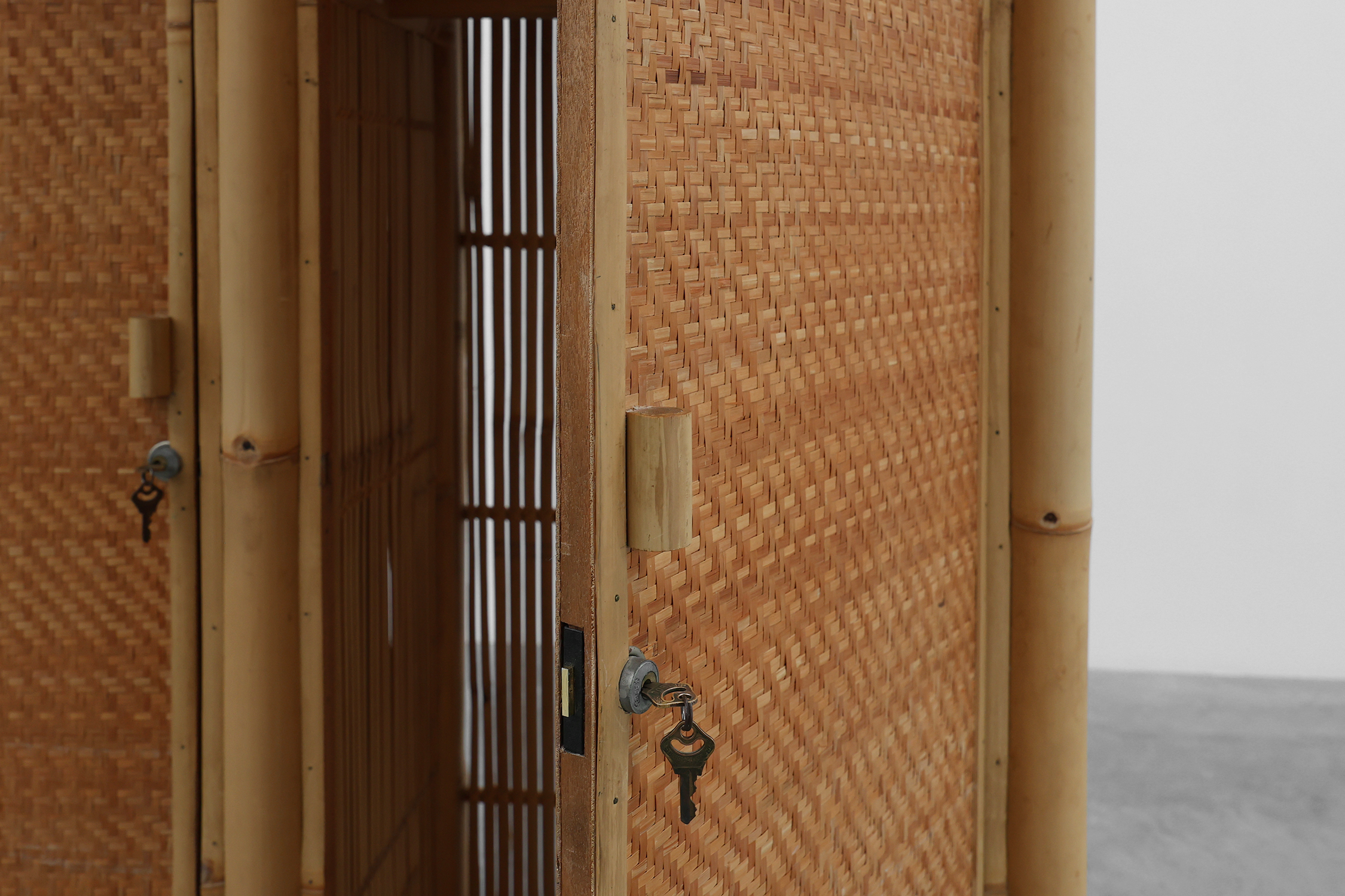Pair of bamboo and rattan wardrobes, Italy ca. 1960thumbnail
